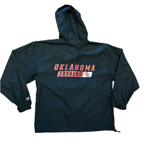 OU University of Oklahoma Adult Medium Black Pullover Windbreaker Quarter Zip - Picture 2 of 7
